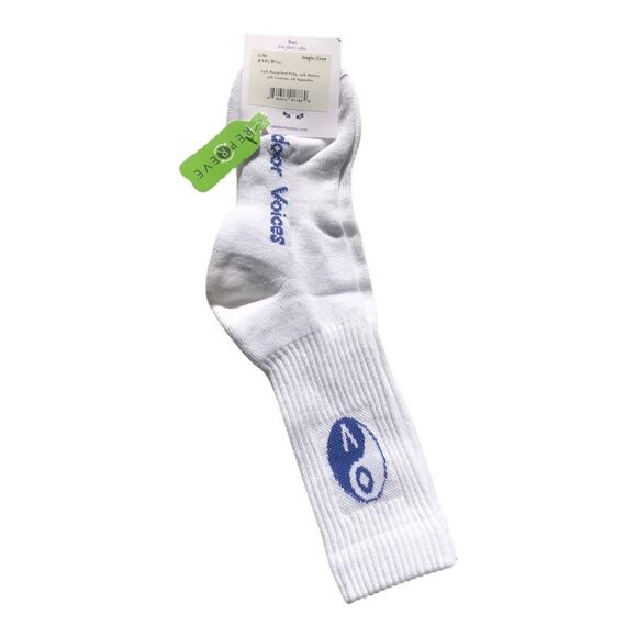 OUTDOOR VOICES NIP Unisex Full Cushion White Blue Graphic Crew Socks - Picture 12 of 15